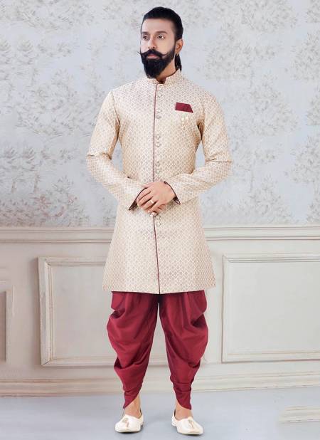 Gold Colour New Designer Festive Wear Fancy Indo Western Mens Latest Collection KS 1142
